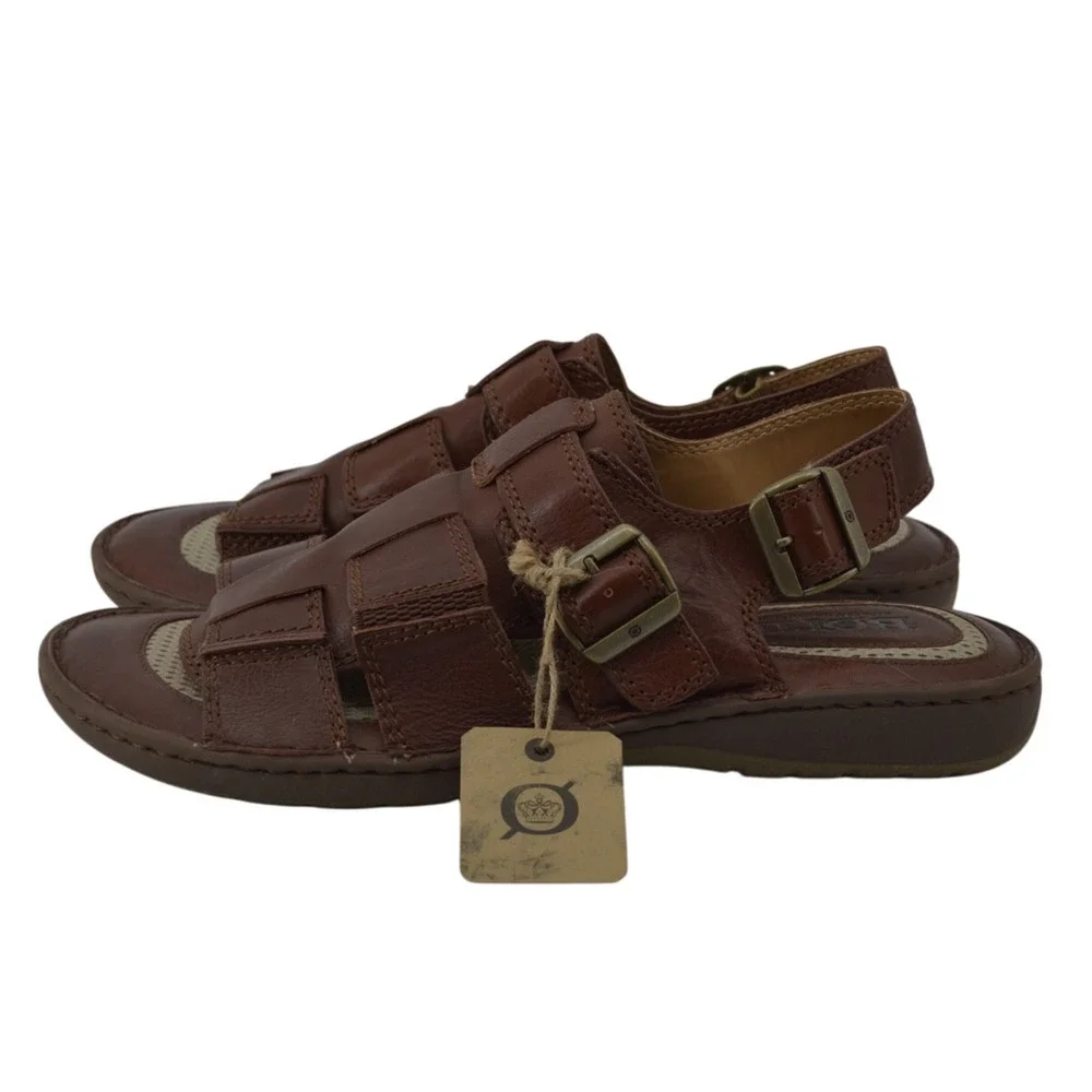 Born Mens Size 13 Miguel Dark Brown Leather Fishermans Sandals